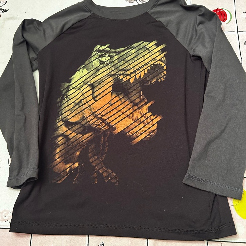 Jumping Beans Black and Orange Dinosaur Graphic Shirt